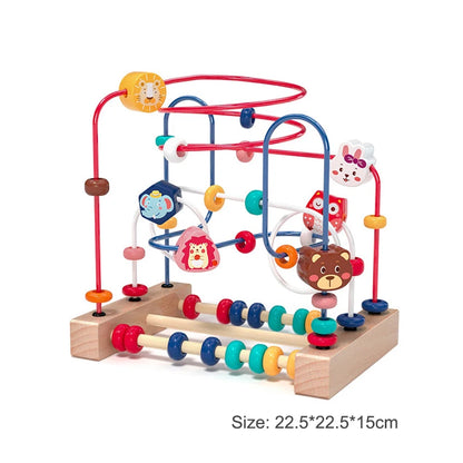 Montessori Wooden Bead Maze & Abacus Toy for Toddlers 1–3 Years
