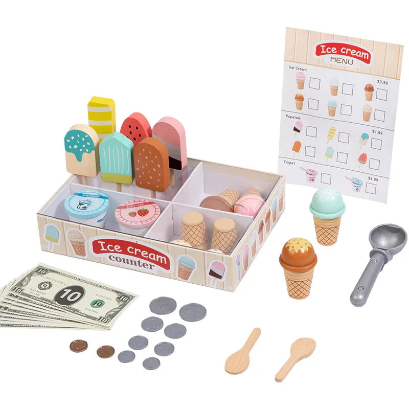 Montessori Ice Cream Playset – Pretend Food Toys for Kids