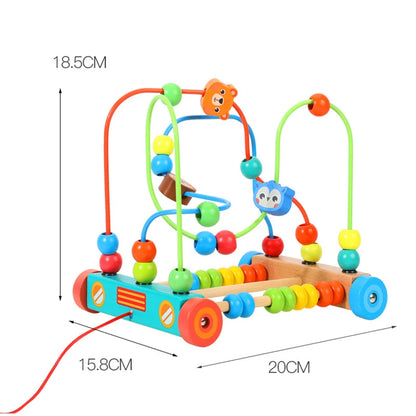 Montessori Wooden Bead Maze & Abacus Toy for Toddlers 1–3 Years