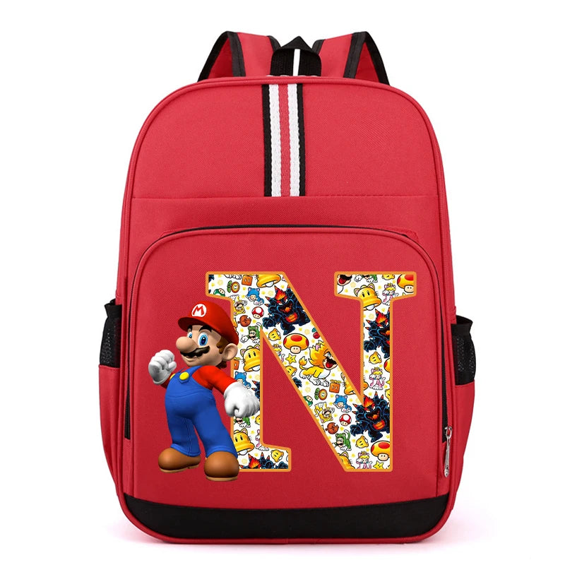 Super Mario Kids Backpack – Cartoon A-Z Schoolbag for Boys