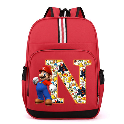 Super Mario Kids Backpack – Cartoon A-Z Schoolbag for Boys