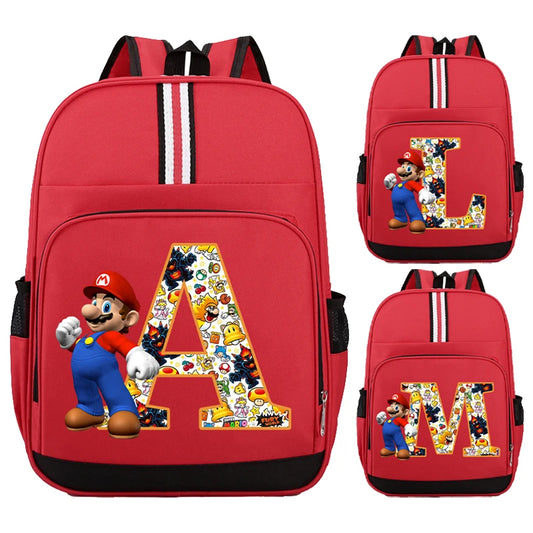 Super Mario Kids Backpack – Cartoon A-Z Schoolbag for Boys
