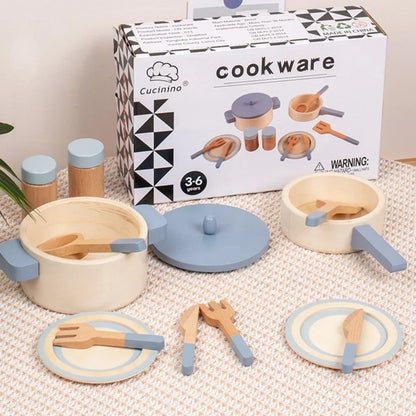 Wooden Mini Kitchen Playset – Pretend Cookware for Kids