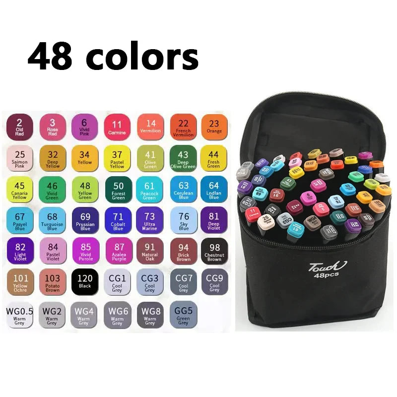 24-80 Colors Double Headed Oily Art Marker Pen Set for Drawing