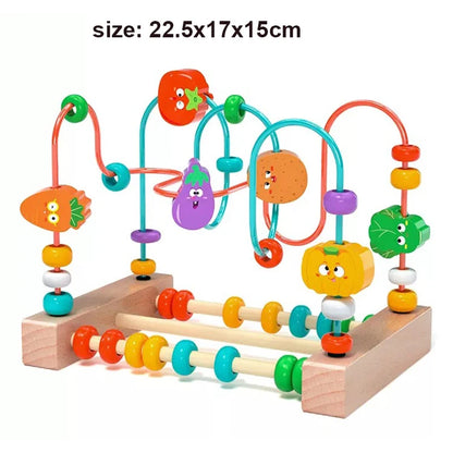 Montessori Wooden Bead Maze & Abacus Toy for Toddlers 1–3 Years