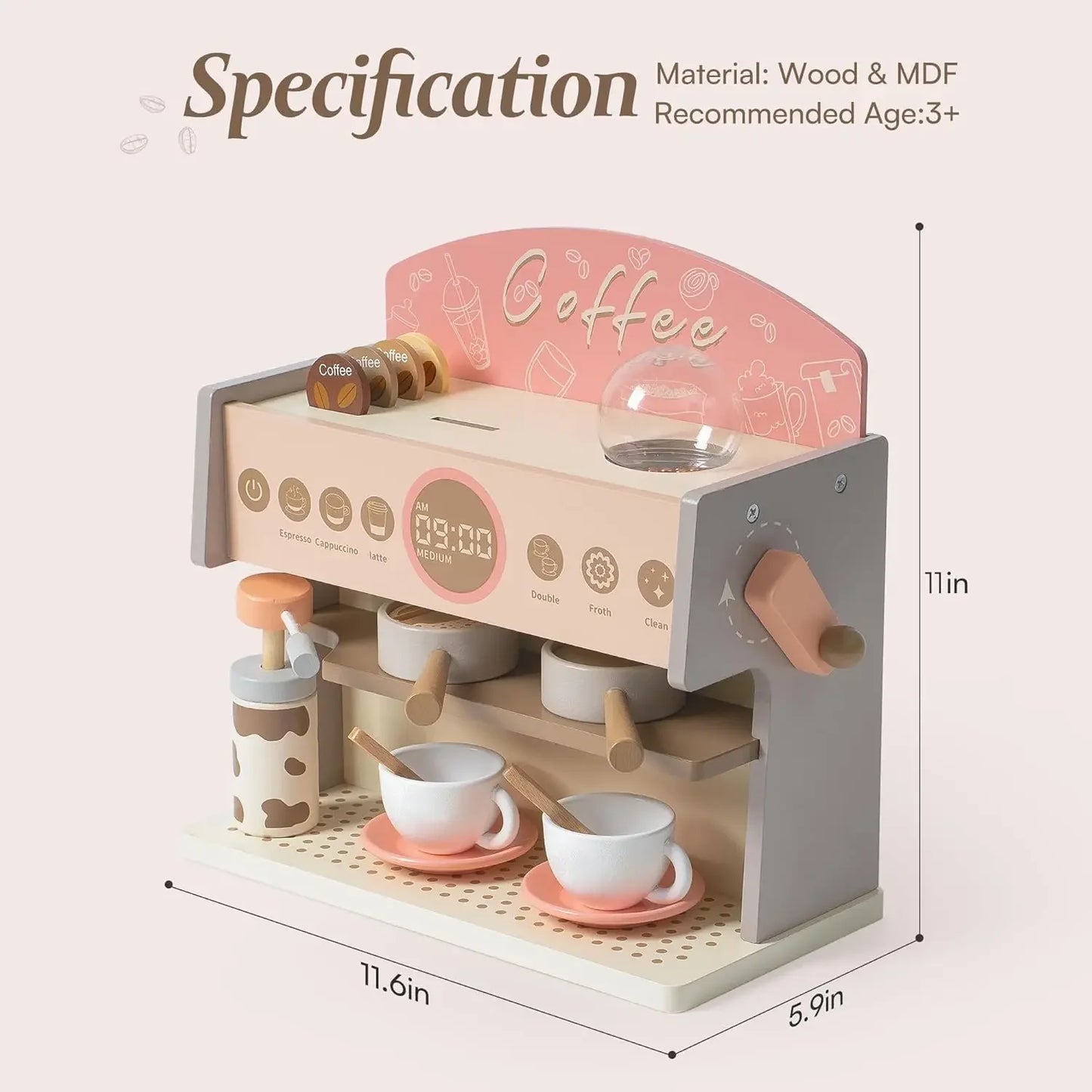 Robud Wooden Coffee Maker Playset for Kids