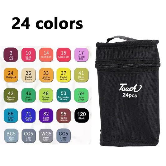 24-80 Colors Double Headed Oily Art Marker Pen Set for Drawing