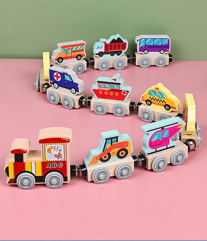 Montessori Magnetic Wooden Train Toy – Early Educational Animal Sorting Learning Set for Kids