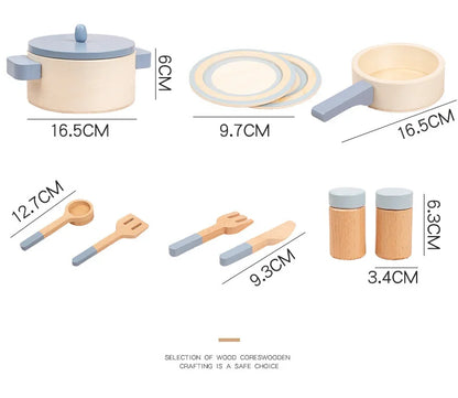 Wooden Mini Kitchen Playset – Pretend Cookware for Kids