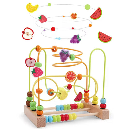Montessori Wooden Bead Maze & Abacus Toy for Toddlers 1–3 Years