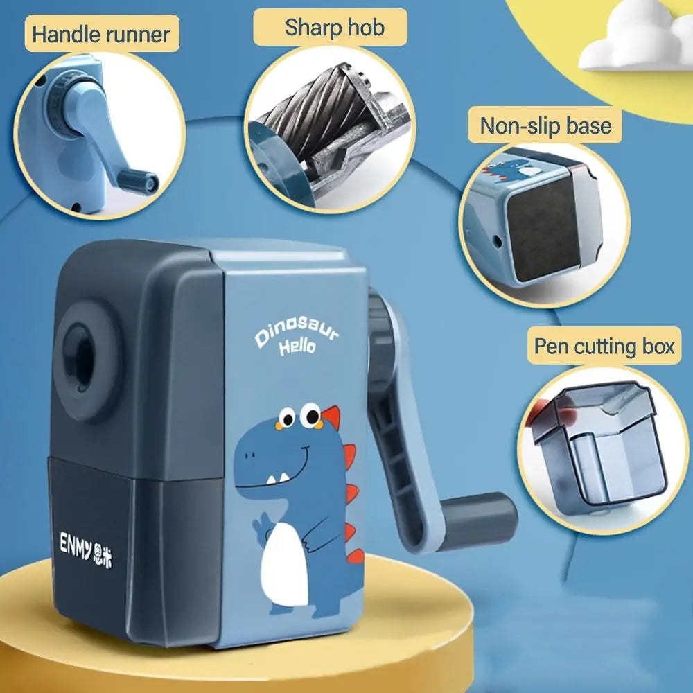 Cartoon Dinosaur Pencil Sharpener – Hand-Cranked & Anti-Jam
