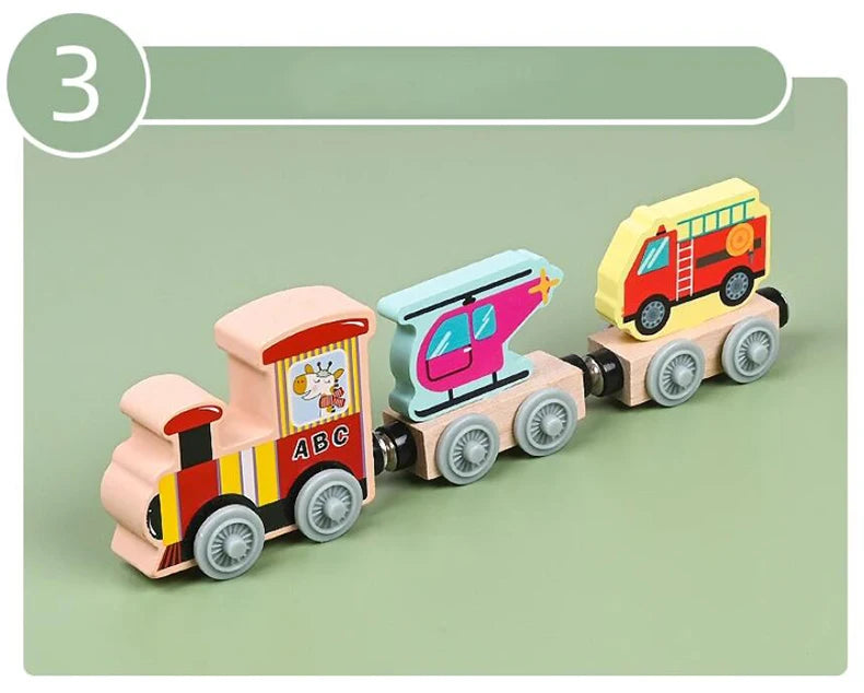 Montessori Magnetic Wooden Train Toy – Early Educational Animal Sorting Learning Set for Kids