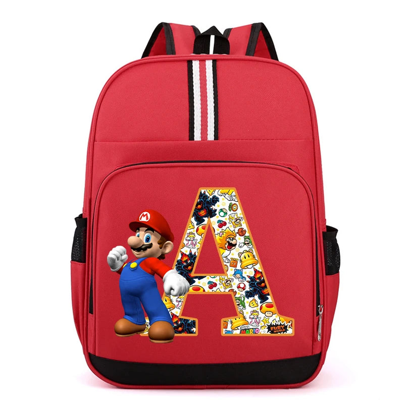 Super Mario Kids Backpack – Cartoon A-Z Schoolbag for Boys