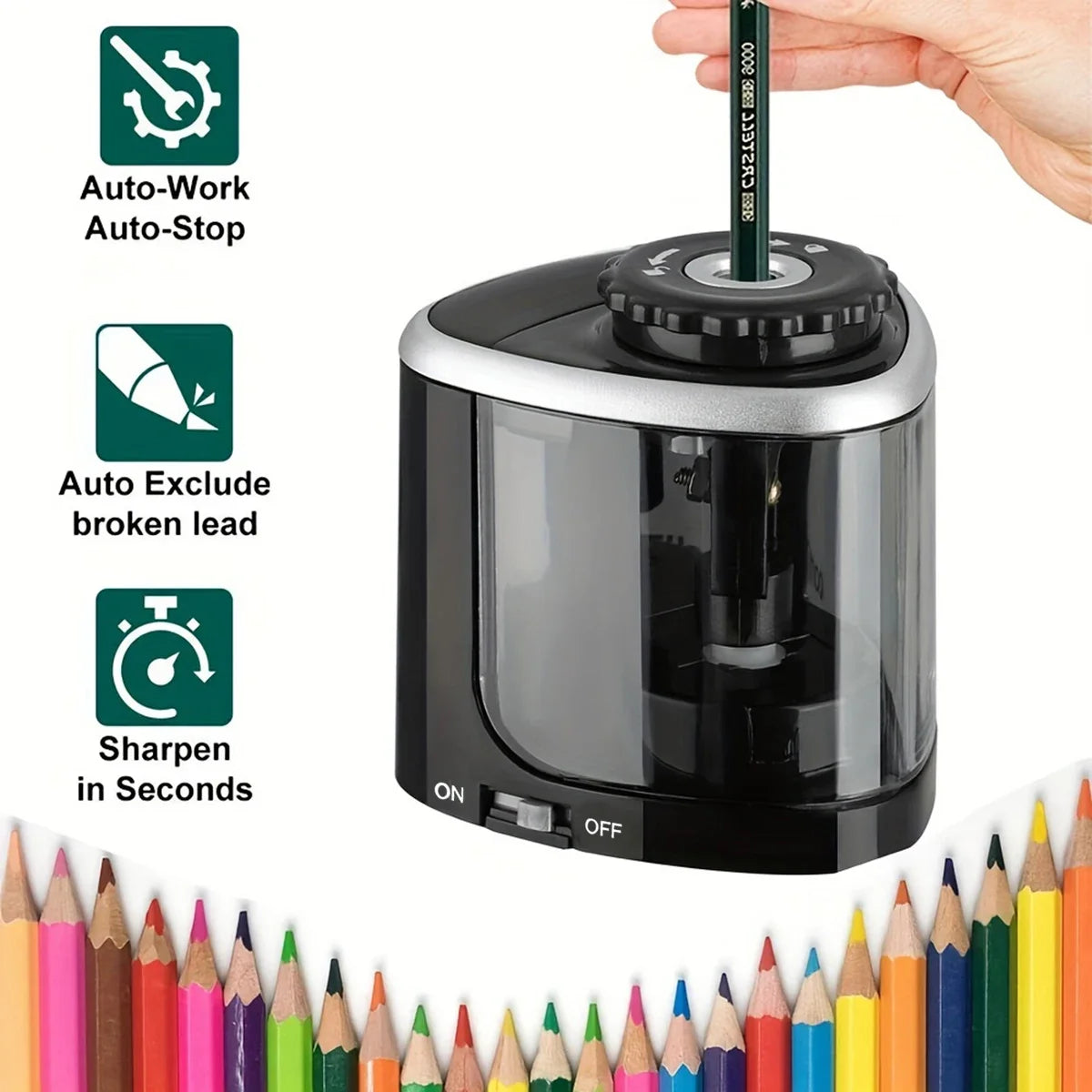 Electric Automatic Pencil Sharpener (6-8mm) – Ideal for School & Office