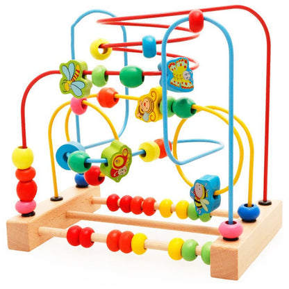 Montessori Wooden Bead Maze & Abacus Toy for Toddlers 1–3 Years