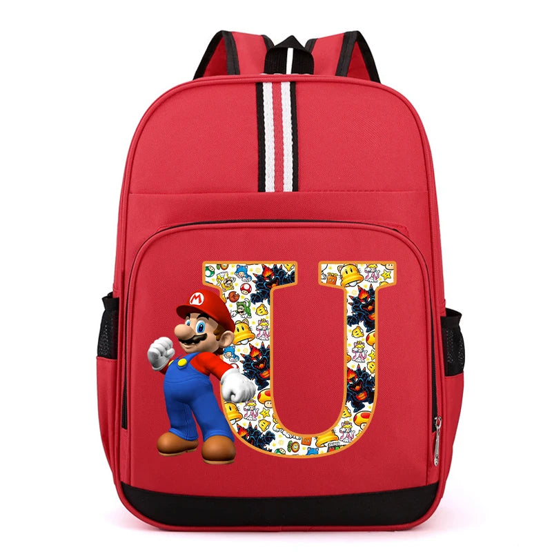 Super Mario Kids Backpack – Cartoon A-Z Schoolbag for Boys