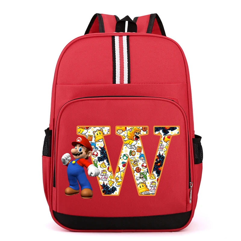 Super Mario Kids Backpack – Cartoon A-Z Schoolbag for Boys