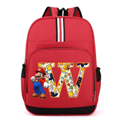 Super Mario Kids Backpack – Cartoon A-Z Schoolbag for Boys