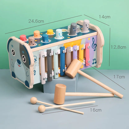 Montessori Wooden Toy | Hammering, Xylophone & Number Maze