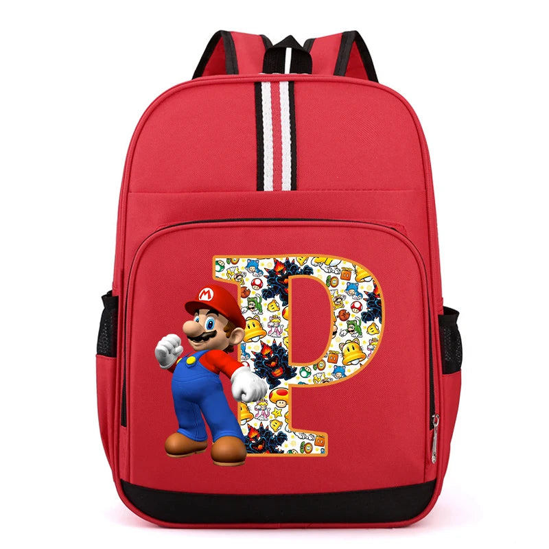 Super Mario Kids Backpack – Cartoon A-Z Schoolbag for Boys