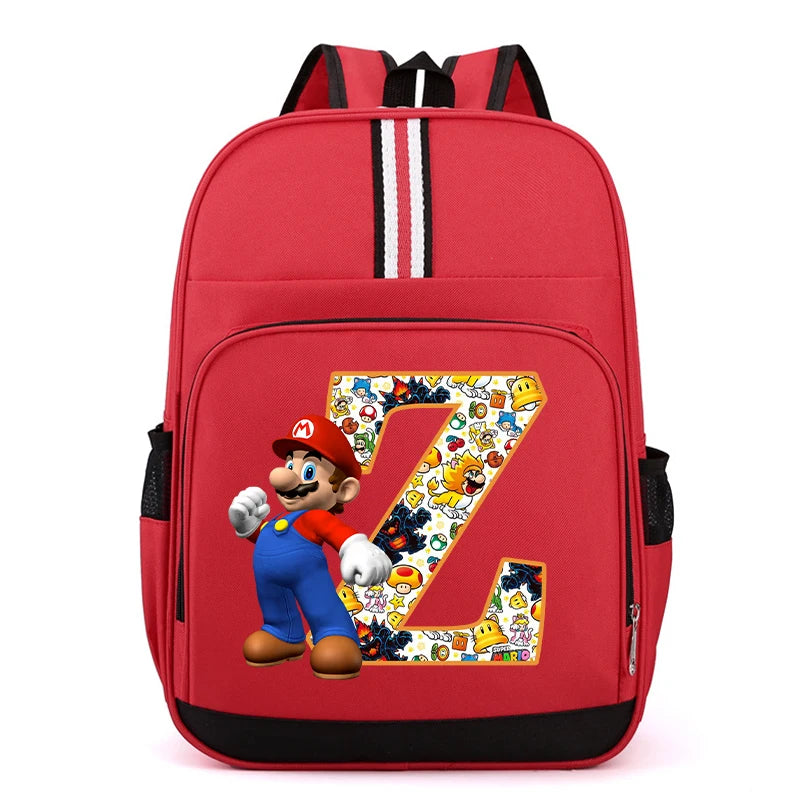 Super Mario Kids Backpack – Cartoon A-Z Schoolbag for Boys
